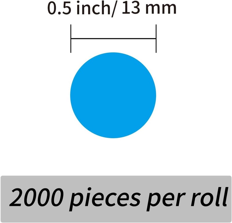 Yeachlaing 2000 Pieces 0.5 Inch Round Color Coding Labels,Circle Dot Stickers Used for Classroom Office and More,with Perforation Line (Blue) - Image 2